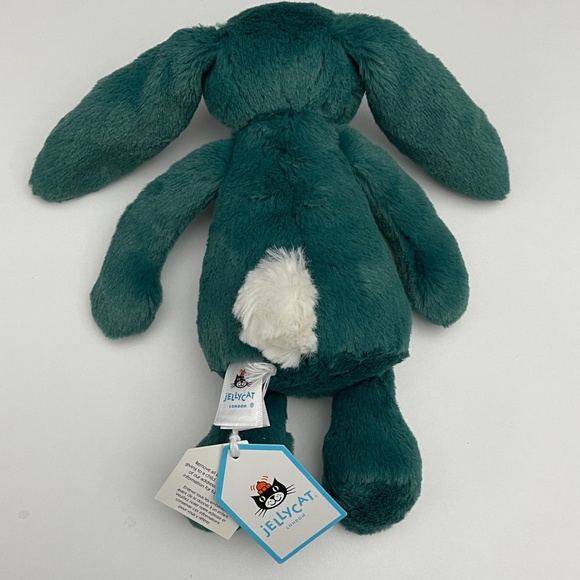 BNWT RARE Jellycat LITTLE BASHFUL TEAL BUNNY Small Soft Plush Green Holiday - Picture 4 of 6